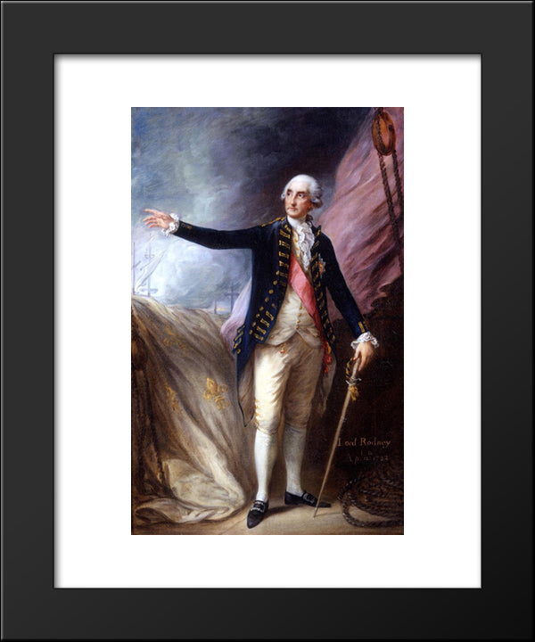 George Brydges Rodney, Admiral Of The White 20x24 Black Modern Wood Framed Art Print Poster by Gainsborough, Thomas