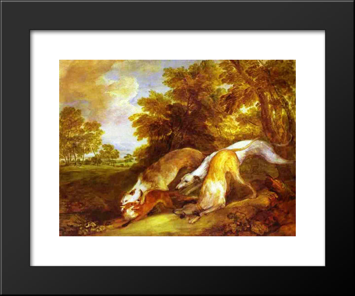 Greyhounds Coursing A Fox 20x24 Black Modern Wood Framed Art Print Poster by Gainsborough, Thomas