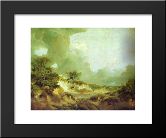 Landscape With Sandpit 20x24 Black Modern Wood Framed Art Print Poster by Gainsborough, Thomas