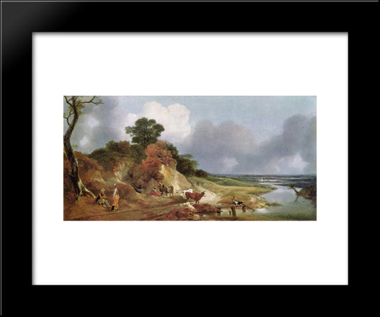 Landscape With The Village Cornard 20x24 Black Modern Wood Framed Art Print Poster by Gainsborough, Thomas