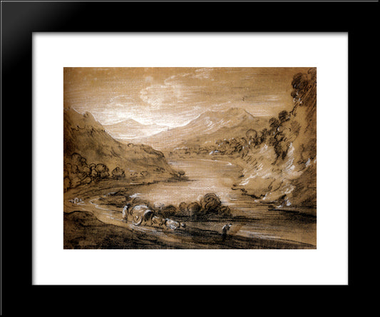 Mountainous Landscape With Cart And Figures 20x24 Black Modern Wood Framed Art Print Poster by Gainsborough, Thomas