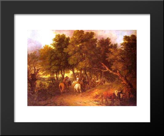 Pesants Returning From Market 20x24 Black Modern Wood Framed Art Print Poster by Gainsborough, Thomas