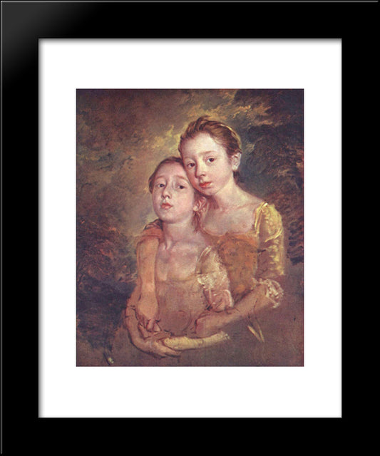 Portrait Of The Artist'S Daughter With A Cat 20x24 Black Modern Wood Framed Art Print Poster by Gainsborough, Thomas