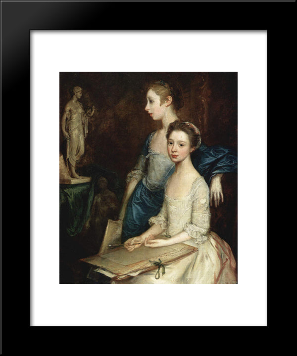 Portrait Of The Molly And Peggy 20x24 Black Modern Wood Framed Art Print Poster by Gainsborough, Thomas