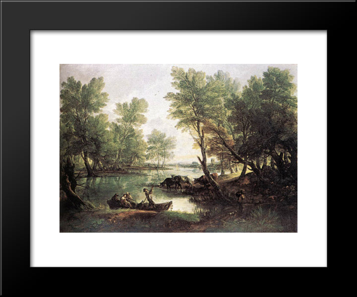 River Landscape 20x24 Black Modern Wood Framed Art Print Poster by Gainsborough, Thomas