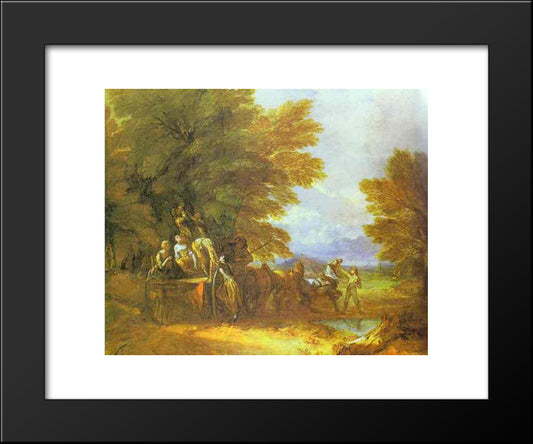 The Harvest Wagon 20x24 Black Modern Wood Framed Art Print Poster by Gainsborough, Thomas