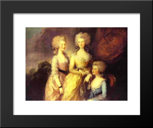 The Three Eldest Daughters Of George Iii Princesses Charlotte, Augusta And Elizabeth 20x24 Black Modern Wood Framed Art Print Poster by Gainsborough, Thomas