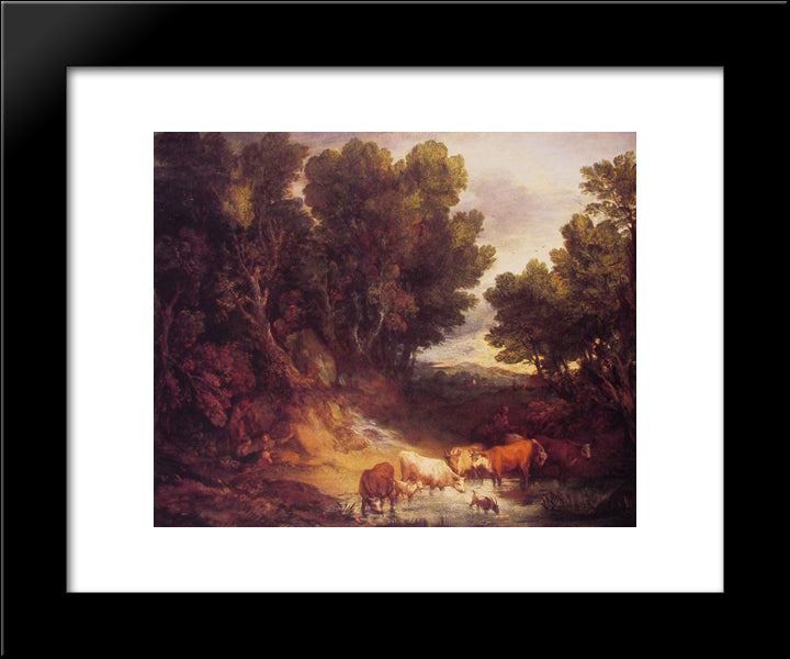 The Watering Place 20x24 Black Modern Wood Framed Art Print Poster by Gainsborough, Thomas