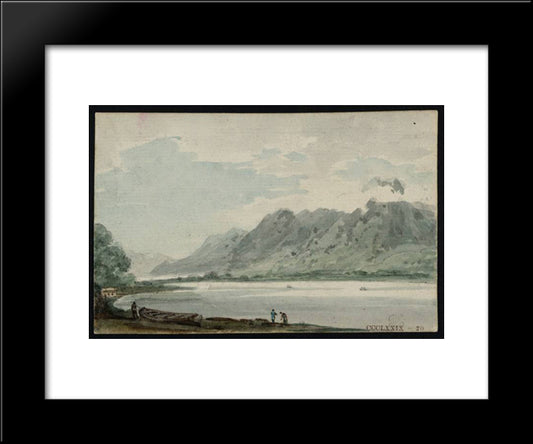 A Lake And Mountains In Westmorland 20x24 Black Modern Wood Framed Art Print Poster by Girtin, Thomas