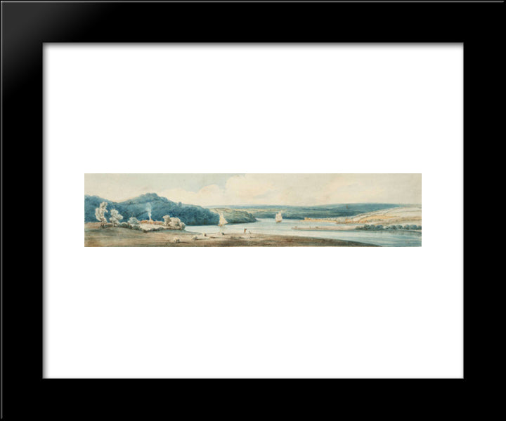 A Winding Estuary 20x24 Black Modern Wood Framed Art Print Poster by Girtin, Thomas