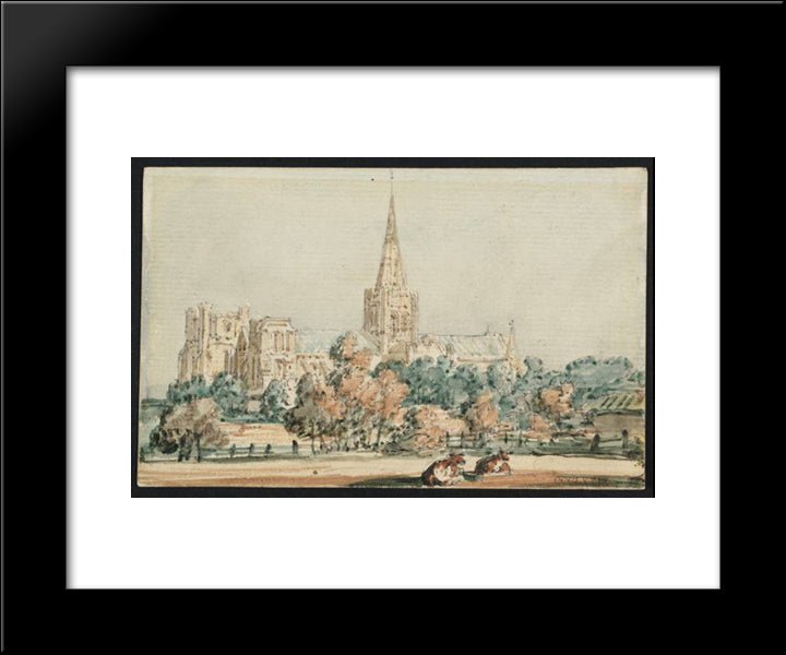 Chichester Cathedral From The South West 20x24 Black Modern Wood Framed Art Print Poster by Girtin, Thomas