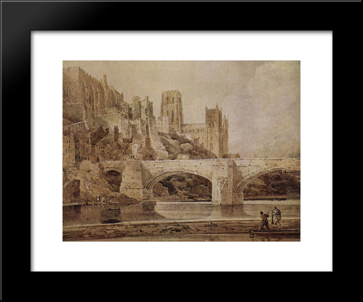 Durham Cathedral And Bridge 20x24 Black Modern Wood Framed Art Print Poster by Girtin, Thomas