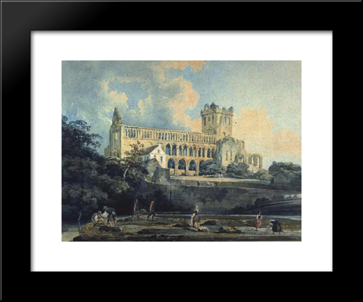 Jedburgh Abbey From The River 20x24 Black Modern Wood Framed Art Print Poster by Girtin, Thomas