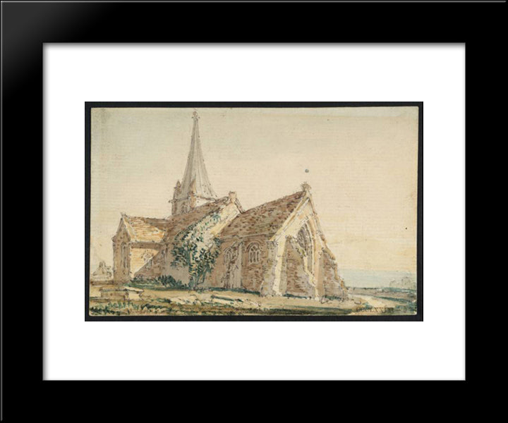 Kidwelly Church, Caermarthenshire 20x24 Black Modern Wood Framed Art Print Poster by Girtin, Thomas