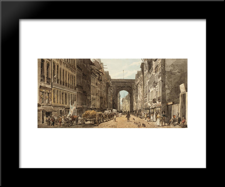 La Rue St Denis 20x24 Black Modern Wood Framed Art Print Poster by Girtin, Thomas