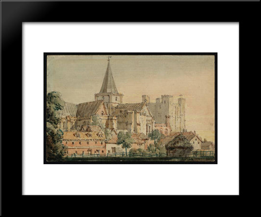 Rochester Cathedral From The North East, With The Castle Beyond 20x24 Black Modern Wood Framed Art Print Poster by Girtin, Thomas