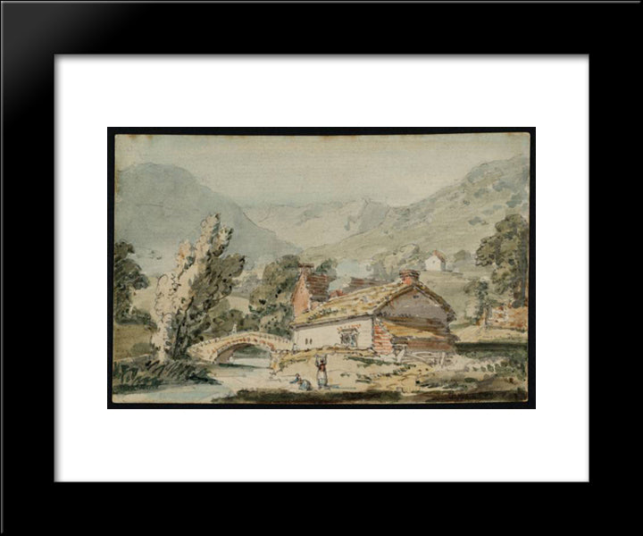 Scene In The Lake District, Near Buttermere 20x24 Black Modern Wood Framed Art Print Poster by Girtin, Thomas