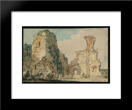 The Ruins Of Middleham Castle, Yorkshire 20x24 Black Modern Wood Framed Art Print Poster by Girtin, Thomas