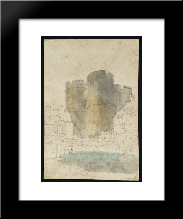 The West Gate, Canterbury, With Neighbouring Buildings 20x24 Black Modern Wood Framed Art Print Poster by Girtin, Thomas