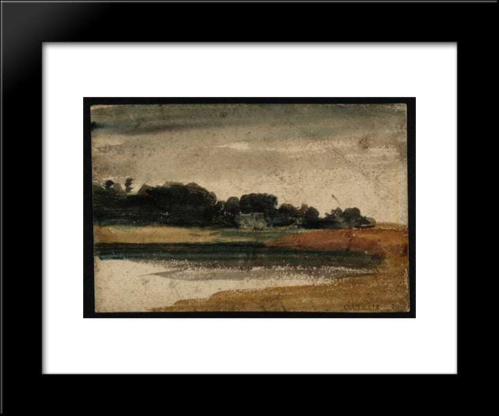 Trees Near A Lake Or River At Twilight 20x24 Black Modern Wood Framed Art Print Poster by Girtin, Thomas