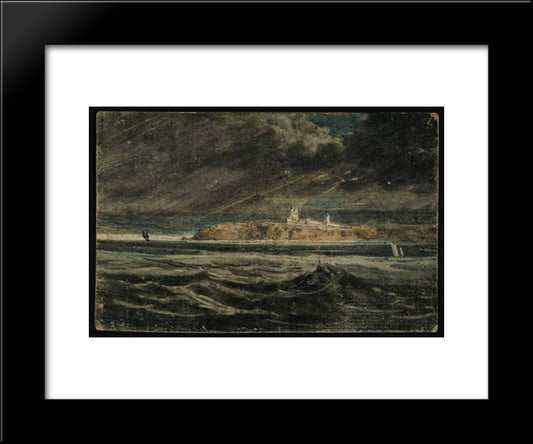 Tynemouth Priory From The Sea 20x24 Black Modern Wood Framed Art Print Poster by Girtin, Thomas