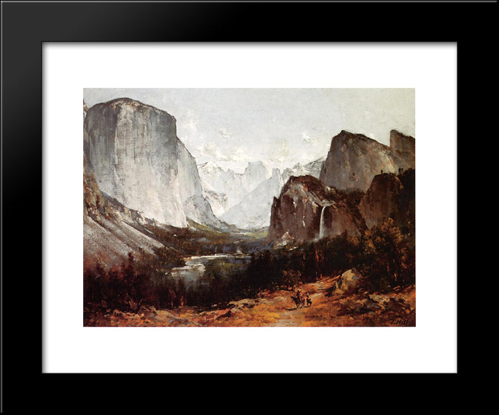 A View Of Yosemite Valley 20x24 Black Modern Wood Framed Art Print Poster by Hill, Thomas