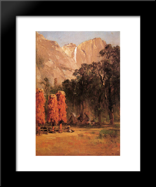 Acorn Granaries, By Piute Indian Camp In Yosemite 20x24 Black Modern Wood Framed Art Print Poster by Hill, Thomas