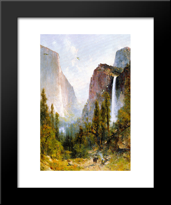 Bridal Veil Fall, Yosemite Valley 20x24 Black Modern Wood Framed Art Print Poster by Hill, Thomas