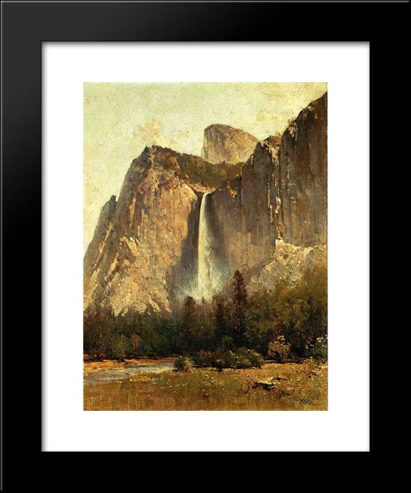 Bridal Veil Falls - Yosemite Valley 20x24 Black Modern Wood Framed Art Print Poster by Hill, Thomas