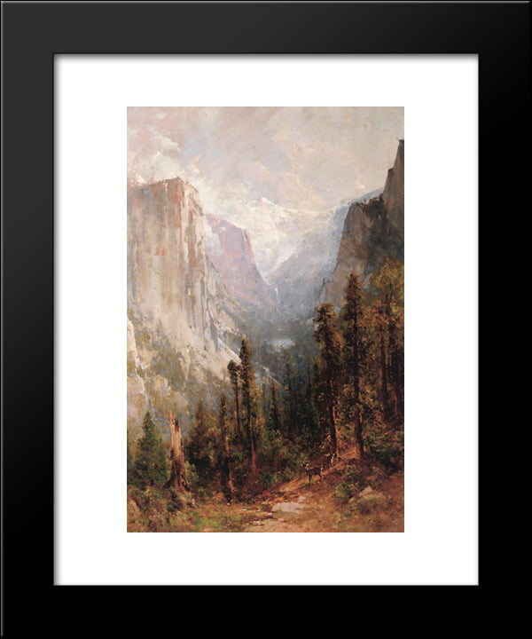 El Capitan With Clouds Rest Beyond, Yosemite 20x24 Black Modern Wood Framed Art Print Poster by Hill, Thomas