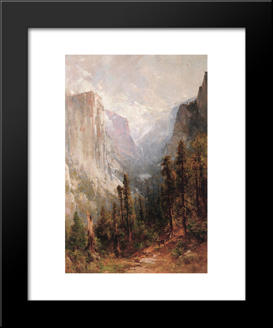 El Capitan With Clouds Rest Beyond, Yosemite 20x24 Black Modern Wood Framed Art Print Poster by Hill, Thomas