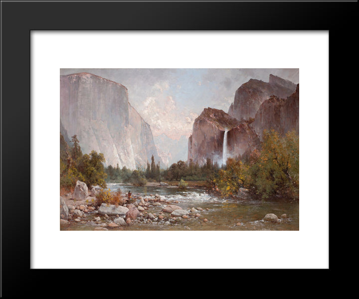 Fishing In The Yosemite Valley 20x24 Black Modern Wood Framed Art Print Poster by Hill, Thomas