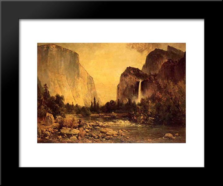 Lone Fisherman In Yosemite 20x24 Black Modern Wood Framed Art Print Poster by Hill, Thomas