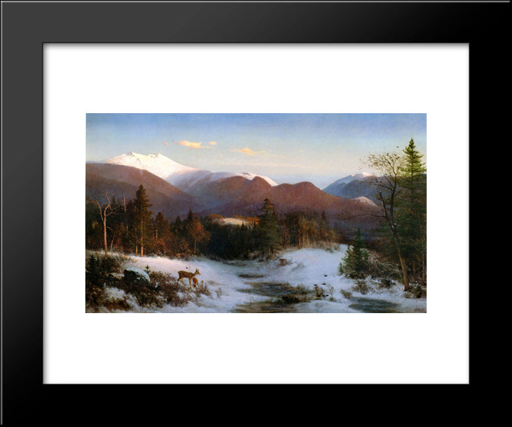 Mount Lafayette In Winter 20x24 Black Modern Wood Framed Art Print Poster by Hill, Thomas