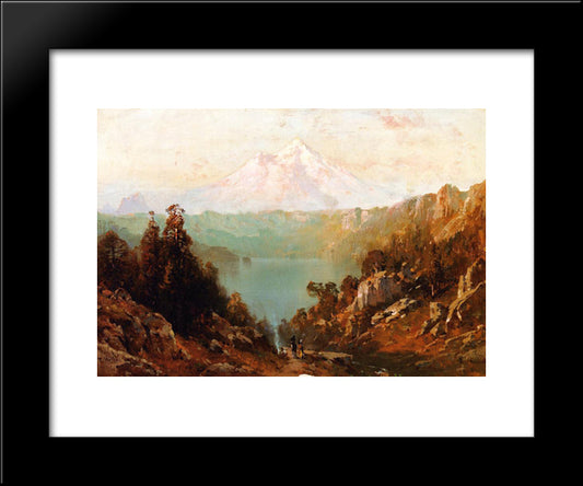 Mount Shasta From Castle Lake At Evening 20x24 Black Modern Wood Framed Art Print Poster by Hill, Thomas