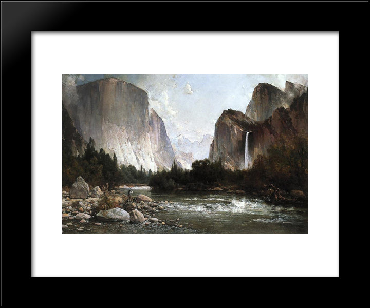 Piute Fishing On The Merced River, Yosemite Valley 1891 20x24 Black Modern Wood Framed Art Print Poster by Hill, Thomas