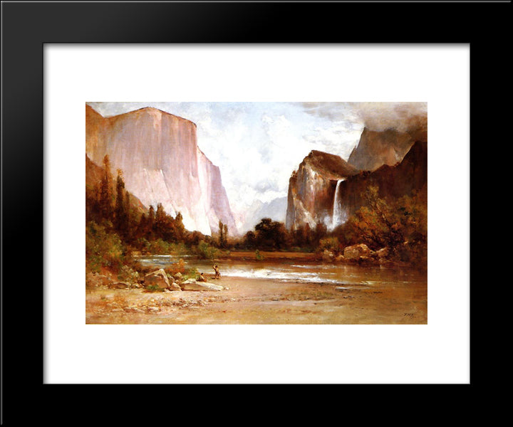 Piute Indians Fishing In Yosemite 20x24 Black Modern Wood Framed Art Print Poster by Hill, Thomas