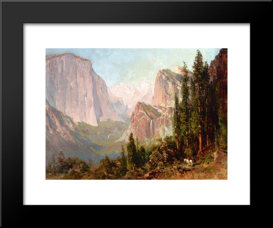 Scene Of Yosemite. Bridalveil Fall 20x24 Black Modern Wood Framed Art Print Poster by Hill, Thomas