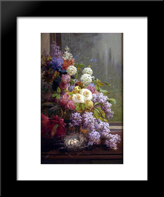 Still Life Flowers And Fruit 20x24 Black Modern Wood Framed Art Print Poster by Hill, Thomas