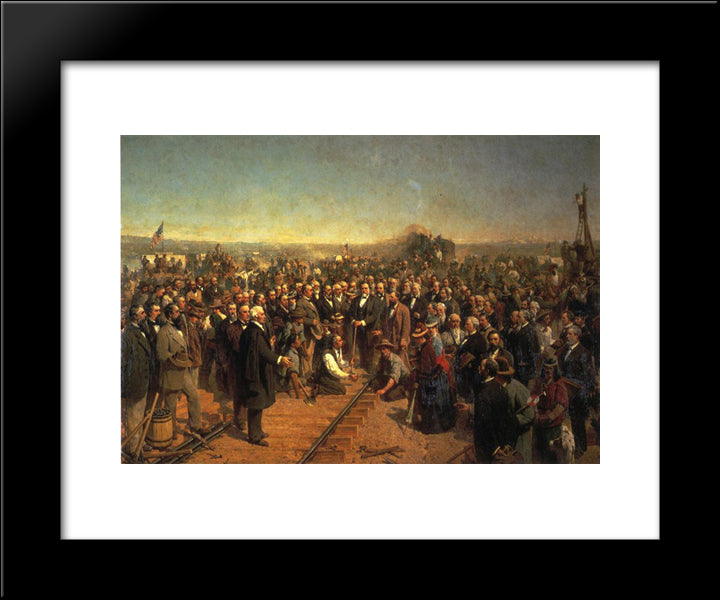 The Driving Of The Last Spike 20x24 Black Modern Wood Framed Art Print Poster by Hill, Thomas