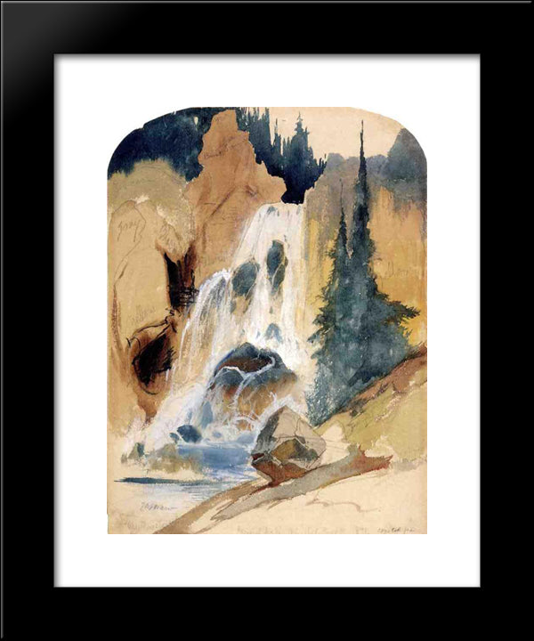 Crystal Falls (Watercolour) 20x24 Black Modern Wood Framed Art Print Poster by Moran, Thomas