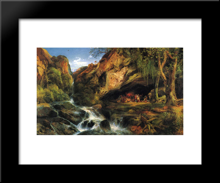 Salvator Rosa Sketching The Banditi 20x24 Black Modern Wood Framed Art Print Poster by Moran, Thomas