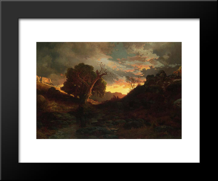 The Evening Hunter 20x24 Black Modern Wood Framed Art Print Poster by Moran, Thomas