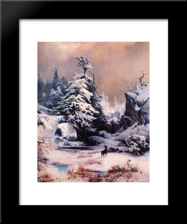 Winter In The Rockies 20x24 Black Modern Wood Framed Art Print Poster by Moran, Thomas