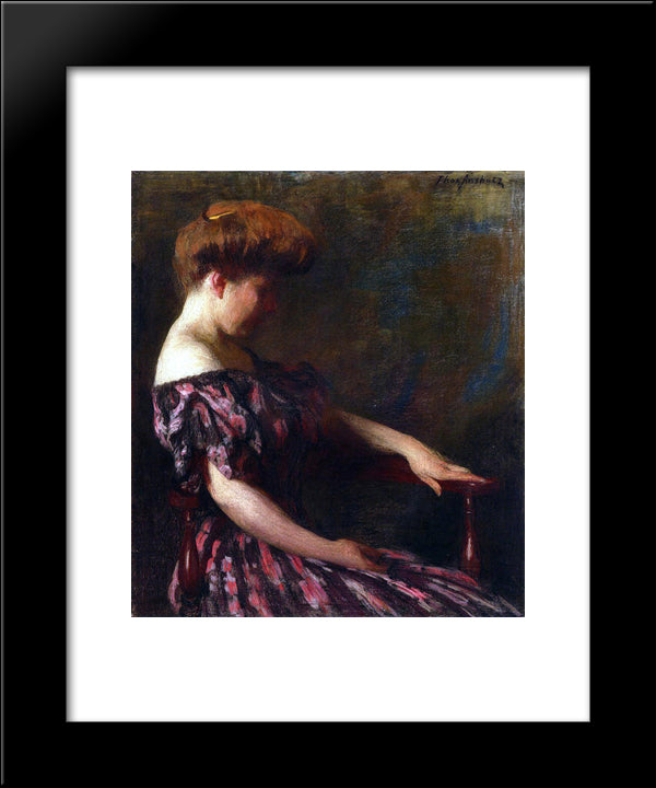 A Flowered Gown 20x24 Black Modern Wood Framed Art Print Poster by Anshutz, Thomas Pollock