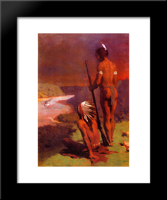 Indians On The Ohio 20x24 Black Modern Wood Framed Art Print Poster by Anshutz, Thomas Pollock