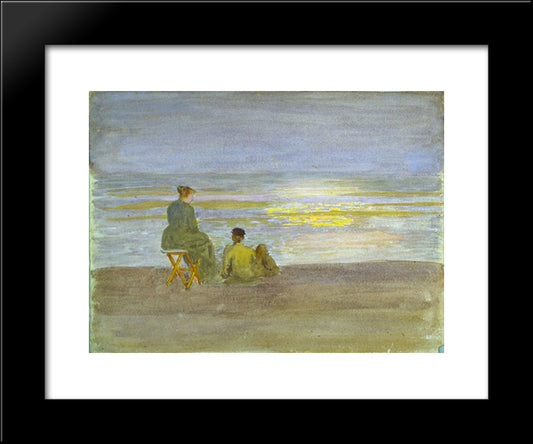 Man And Woman On The Beach 20x24 Black Modern Wood Framed Art Print Poster by Anshutz, Thomas Pollock