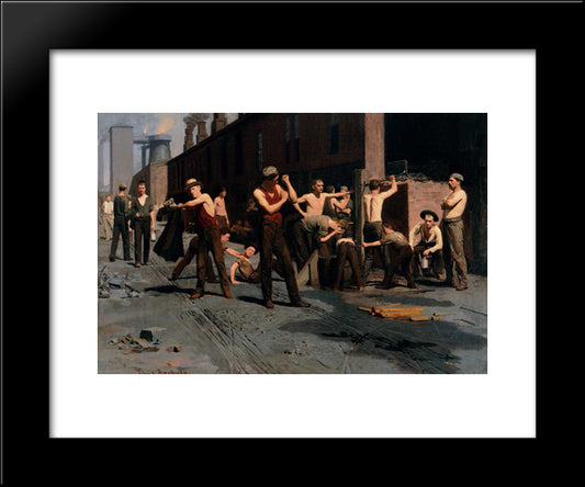 The Ironworkers' Noontime 20x24 Black Modern Wood Framed Art Print Poster by Anshutz, Thomas Pollock