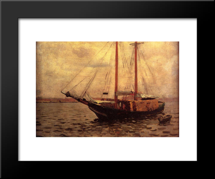 The Lumber Boat 20x24 Black Modern Wood Framed Art Print Poster by Anshutz, Thomas Pollock