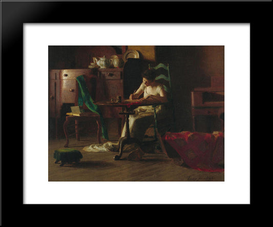 Woman Writting On A Table 20x24 Black Modern Wood Framed Art Print Poster by Anshutz, Thomas Pollock